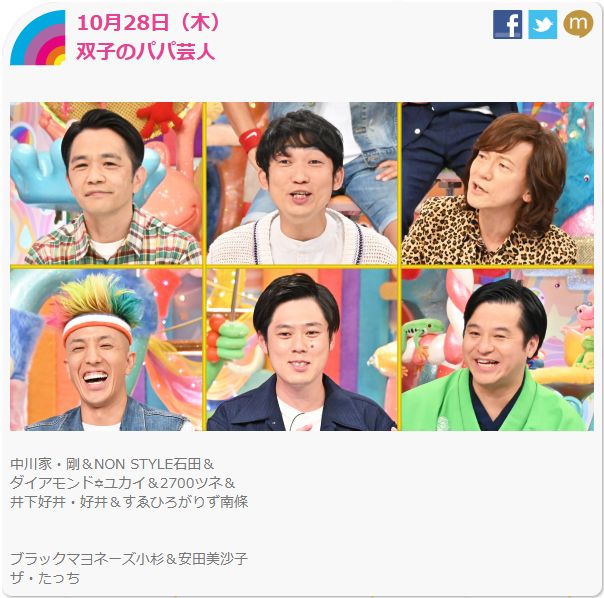 双子のパパ芸人 アメトーーク 10月28日 木 ママ代行ミルク屋さんが登場します I